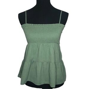 Paper Crane green flowy tank top size S small adjustable straps fitted top
